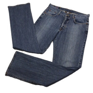 Lucky Brand Blue Medium Wash Low Rise Four Button Fly Boot Cut Denim Jean